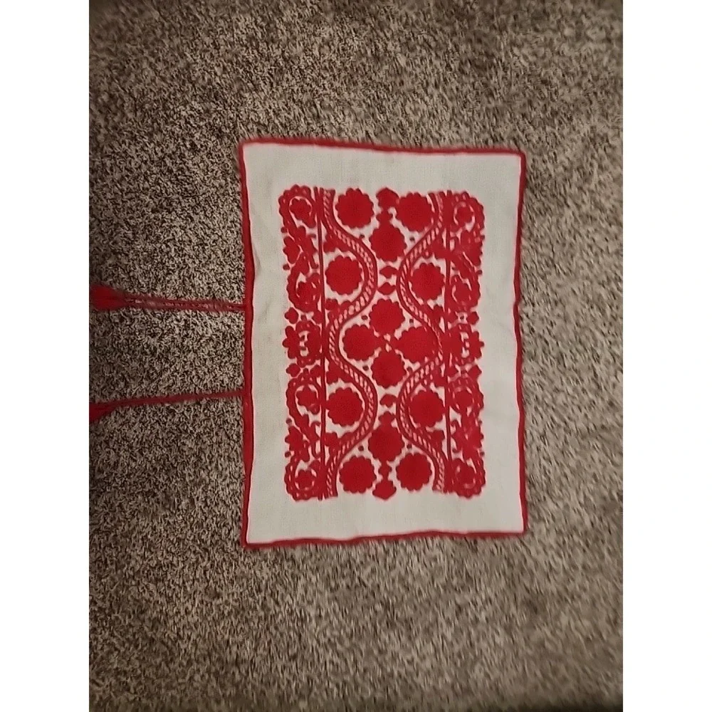 Vintage Hungarian Kalotaszeg Hand Embroidered Pillow Case Red Írásos Folk Art
